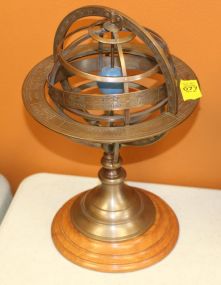 ProPassione Brass Armillary Stand on Wooden Base