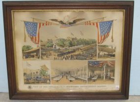 Framed, "View of the Philadelphia Volunteer Refreshment Saloons", Lithograph from Nature by J. Queen Printed in Colors by T. Sinclair