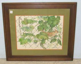 Sandra Williams Original Watercolor of Cardinal Matted and Framed