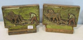 Pair of Pompeian Bronze, "The Ploughman" Bookends