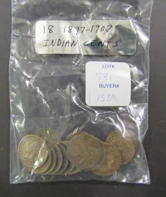 Eighteen Indian Cents 1897-1907