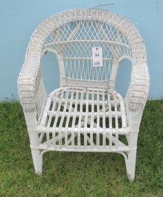 White Wicker Arm Chair