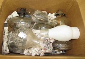 Box Lot of Kerosene Lamps and Shades