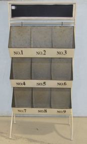 Nine Bin Painted Galvanized Stand with Chalk Board Top