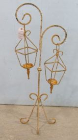 Iron Floor Standing Double Lantern Stand