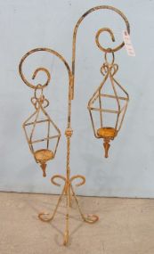 Iron Floor Standing Double Lantern Stand
