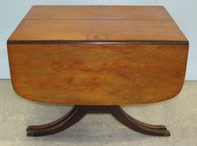 Drexel "New Travis Court" Collection Dining Table with a Double Lyre / Harp Pedestal Legs with Brass Caps