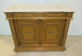 Marble Top Gold Two Door Credenza