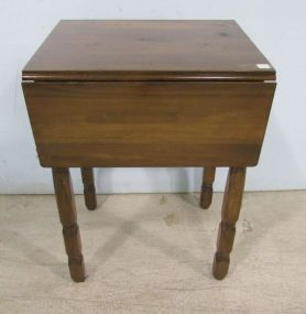 Primitive Style Walnut Drop Side Table