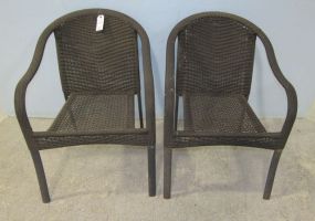 Pair of Dark Brown Wicker Arm Chairs