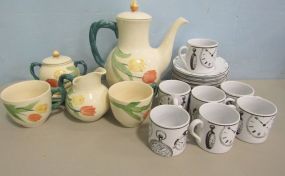 English Handpainted China and Rivera Van Beers Clock Set