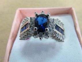 Large Oval Blue Center Stone Ring