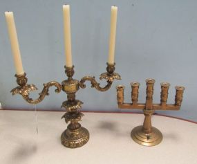 Two Brass Candelabras