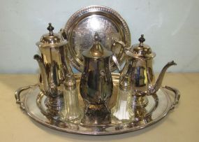 Silverplate Pitcher, Trays