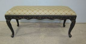 Bombay Co. Painted Black with Gold Design Window Bench