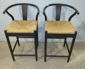 Pair of Painted Black Bar Stools