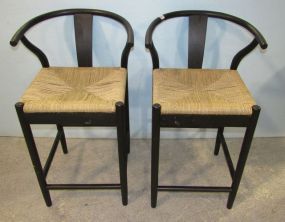 Pair of Painted Black Bar Stools