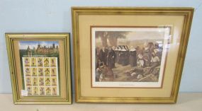 "Landing of the Ursulines" Print and American Indian Dances Stamps