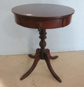Mahogany Finish Pedestal Drum Table