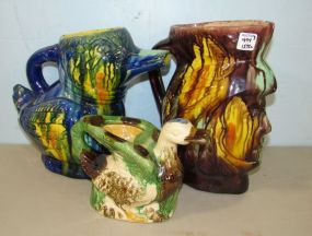 Three Hand Painted Ceramic Pitcher