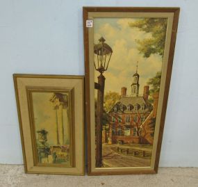 Two Prints on Board Framed