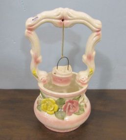 Glazed Rose Pattern Pottery Well