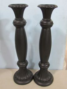 Pair of Black Resin Candleholders