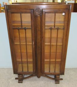 1907 English Walnut Art Nouveau Display Cabinet