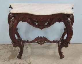 Reproduction Marble Top Demi Lune Console
