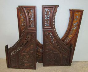 Four Carved Asian Design Window Decor Panels