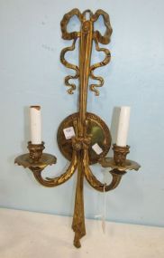 Brass Tone Metal Ribbon Sconce Light