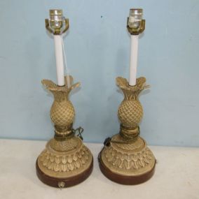 Pair of Resin Pineapple Table Lamps