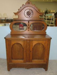Vintage Oak Server With Mirror