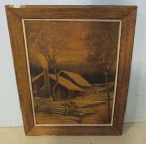 Old Painting of Cabin on Board