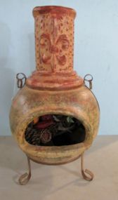 Pottery Chimenea on Metal Base