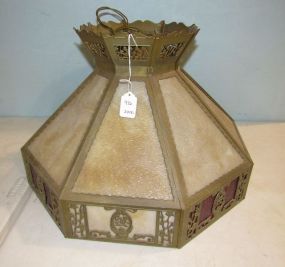 Vintage Slag Glass Hanging Light Fixture