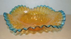 Blue and Orange Art Glass Centerpiece