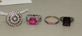 Four 925 Sterling Rings