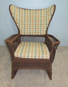 Vintage Brown Wicker Rocker