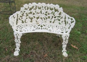 Ornate White Iron Outdoor Settee