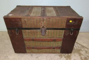 Antique Metal Streamer Trunk