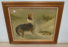 Framed Collie & Lamb Print