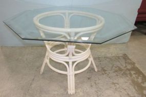 Glass Top Polygon Bamboo Base Table