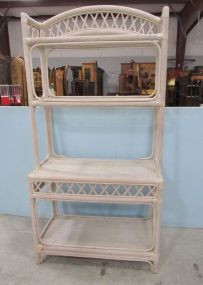 White Wicker Woven Bakers Rack