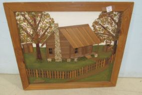 Signed 3D Cabin Art
