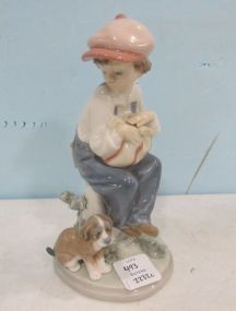 Lladro "Boy Sits with Dog" Figurine