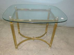 Glass Top Brass Side Table