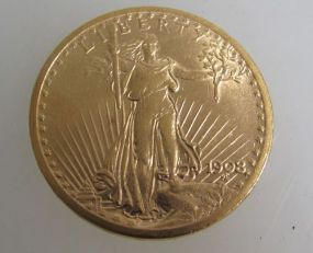 1908 Saint-Gaudens $20 Gold Coin
