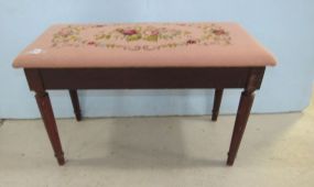 Vintage Needlepointe Seat Paino Bench