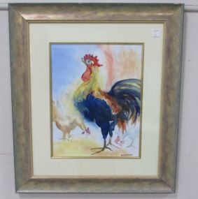 "Swiss Rooster" Watercolor Painting